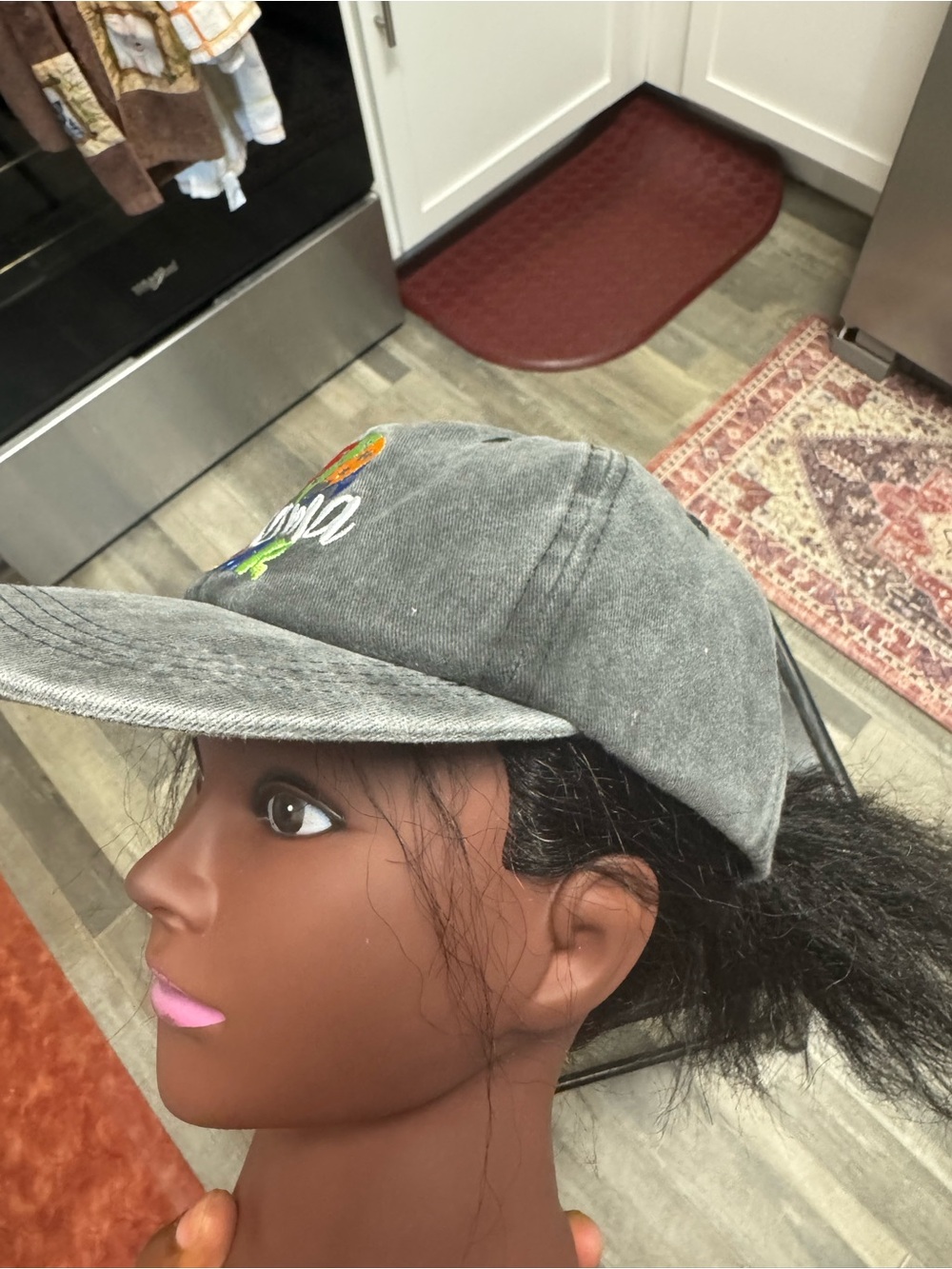 Mama Bear Distressed Gray Baseball Cap Puzzle Piece Embroidered Adjustable Hat - Picture 7 of 7